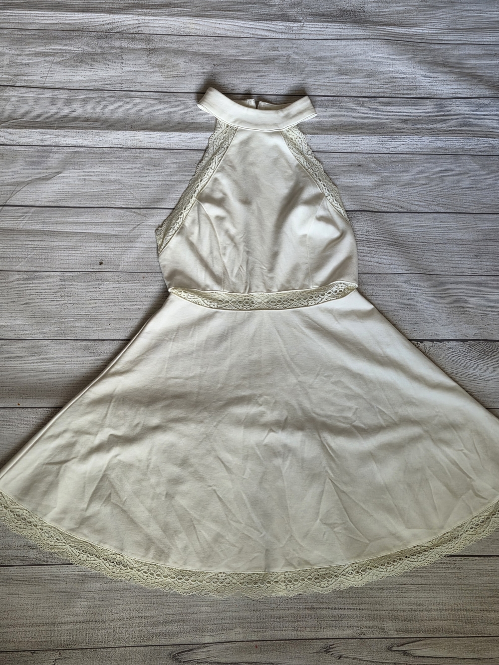 Lulu's Cream Lace Halter Wedding Dress
